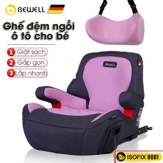 Ghế ngồi ô tô cho bé Bewell (thiết kế Đức) chuẩn ISO FIX 9001-2000 với tựa lưng điều chỉnh và đệm bảo vệ đầu cho bé (hồng)