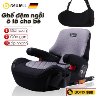 Ghế ngồi ô tô cho bé Bewell (thiết kế Đức) chuẩn ISO FIX 9001-2000 với tựa lưng điều chỉnh và đệm bảo vệ đầu cho bé (xám)