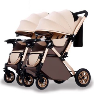 Xe đẩy đôi em bé 2 chiều 3 tư thế KABI KIDS II 4 bánh cao su đặc, dùng cho trẻ sơ sinh 0 đến 36 tháng